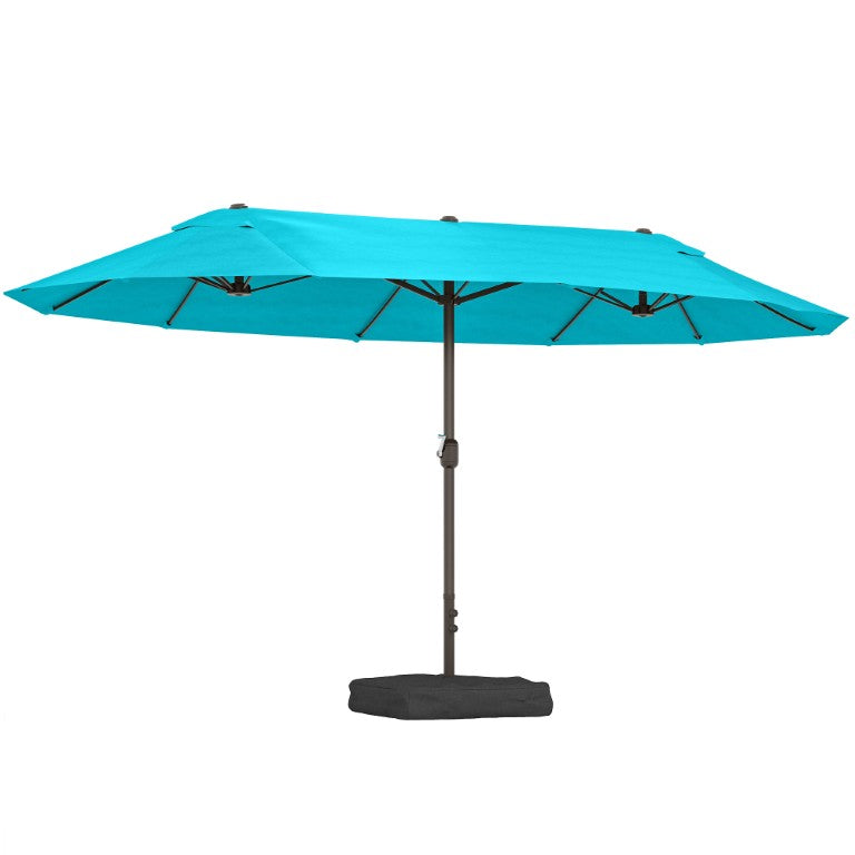 English Elm Outsunny 15 Ft Rectangular Double Sided Patio Umbrella with Base Steel Frame UV Resistant W2225P595851