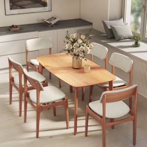 English Elm Homcom Solid Wood Rectangular Dining Table Seats Six with Scratch Resistant Natural Finish W2225P595855