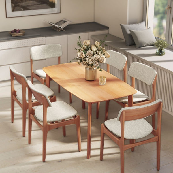 English Elm Homcom Solid Wood Rectangular Dining Table Seats Six with Scratch Resistant Natural Finish W2225P595855