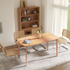 English Elm Homcom Solid Wood Rectangular Dining Table Seats Six with Scratch Resistant Natural Finish W2225P595855