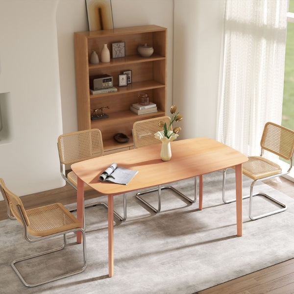 English Elm Homcom Solid Wood Rectangular Dining Table Seats Six with Scratch Resistant Natural Finish W2225P595855