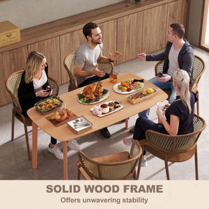 English Elm Homcom Solid Wood Rectangular Dining Table Seats Six with Scratch Resistant Natural Finish W2225P595855