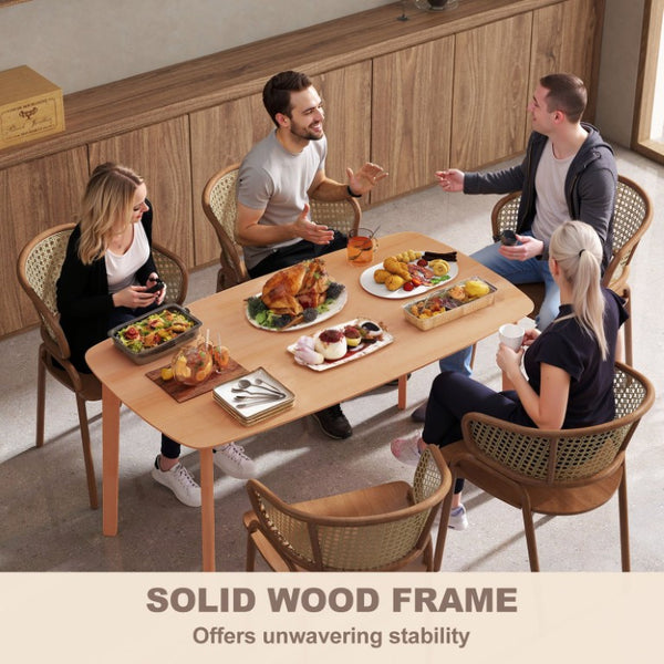 English Elm Homcom Solid Wood Rectangular Dining Table Seats Six with Scratch Resistant Natural Finish W2225P595855