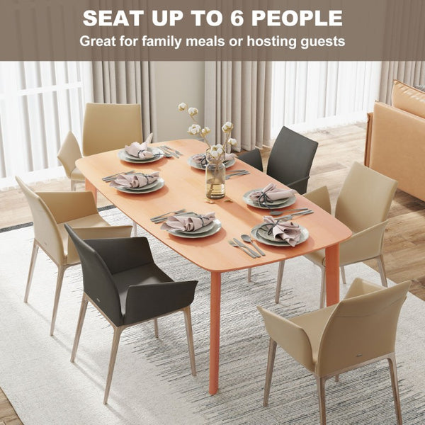 English Elm Homcom Solid Wood Rectangular Dining Table Seats Six with Scratch Resistant Natural Finish W2225P595855