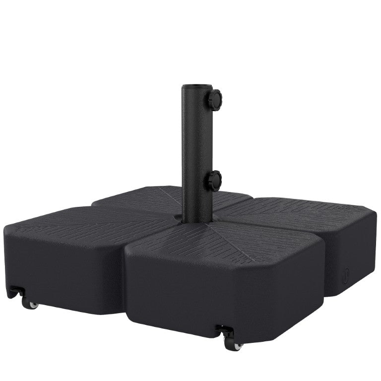 English Elm Outsunny Wheeled Patio Umbrella Base Square HDPE Stand with Locking Brakes Woodgrain W2225P596905