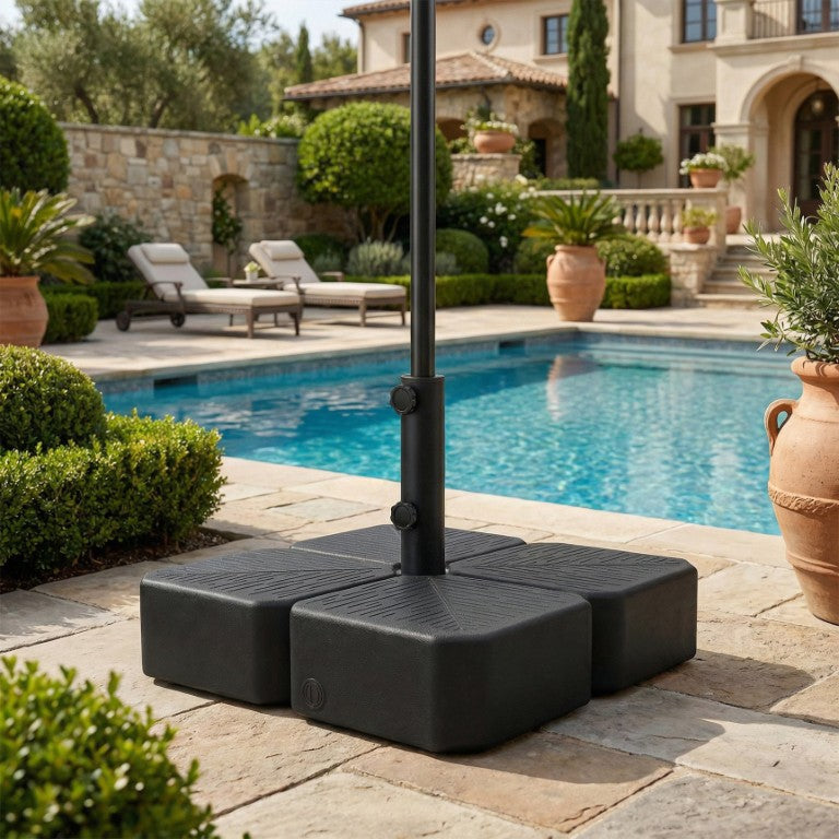 English Elm Outsunny Wheeled Patio Umbrella Base Square HDPE Stand with Locking Brakes Woodgrain W2225P596905
