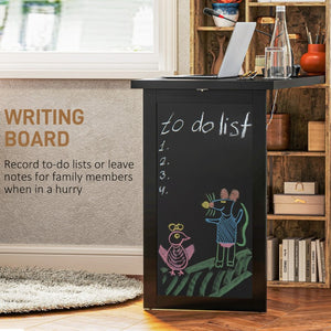 English Elm Homcom Wall Mounted Murphy Desk with Chalkboard Cabinet and Shelves for Small Spaces W2225P596908