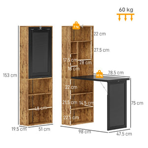 English Elm Homcom Wall Mounted Murphy Desk with Chalkboard Cabinet and Shelves for Small Spaces W2225P596908