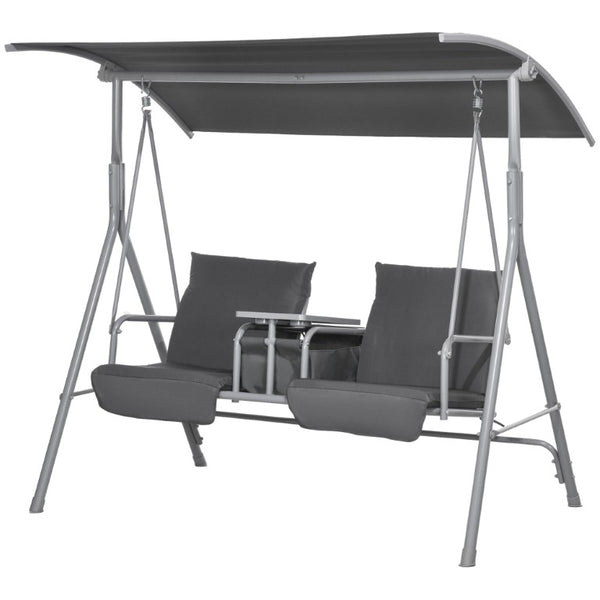 English Elm Outsunny Freestanding 2 Person Porch Swing with Adjustable Canopy and Storage Tray W2225P596933