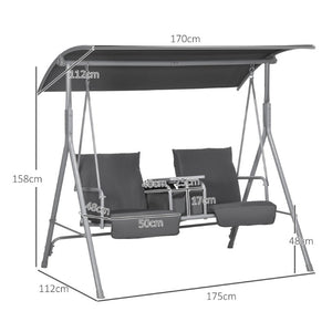 English Elm Outsunny Freestanding 2 Person Porch Swing with Adjustable Canopy and Storage Tray W2225P596933