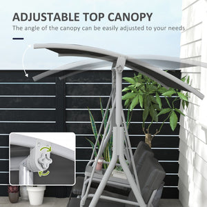 English Elm Outsunny Freestanding 2 Person Porch Swing with Adjustable Canopy and Storage Tray W2225P596933