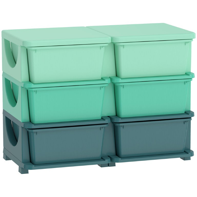 English Elm Qaba Six Drawer Stackable Kids Storage Chest Polypropylene Organizer for Playroom W2225P596935