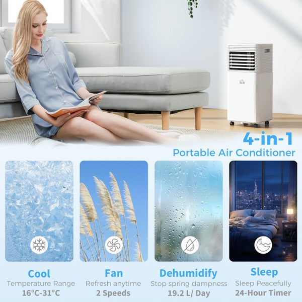English Elm Homcom 10000 BTU Portable AC Unit 4In1 Cooling Fan Dehumidifier for 441 Sq Ft W2225P596937