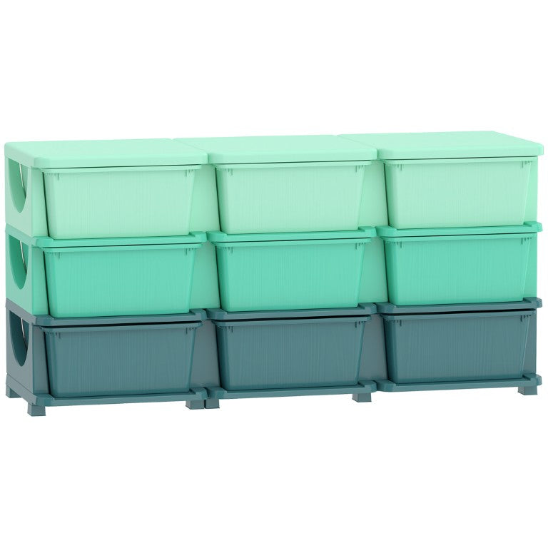 English Elm Qaba 9 Drawer Kids Toy Organizer Three Tier Stackable Chest for Playroom Nursery W2225P596938