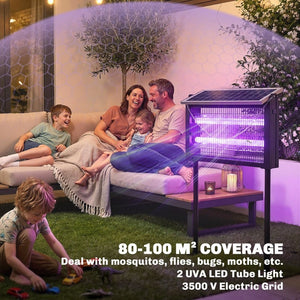 English Elm Outsunny Solar Bug Zapper Outdoor 3500V Dusk to Dawn Auto Mosquito Killer UV W2225P596940
