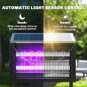 English Elm Outsunny Solar Bug Zapper Outdoor 3500V Dusk to Dawn Auto Mosquito Killer UV W2225P596940