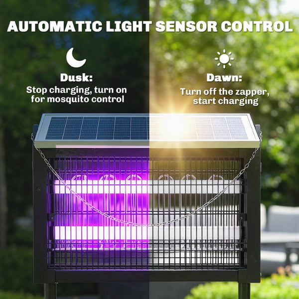 English Elm Outsunny Solar Bug Zapper Outdoor 3500V Dusk to Dawn Auto Mosquito Killer UV W2225P596940