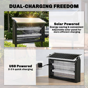 English Elm Outsunny Solar Bug Zapper Outdoor 3500V Dusk to Dawn Auto Mosquito Killer UV W2225P596940