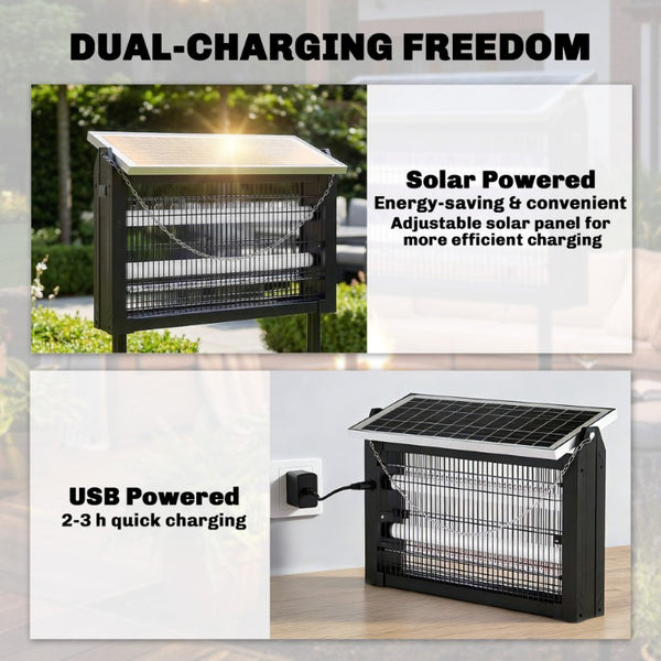 English Elm Outsunny Solar Bug Zapper Outdoor 3500V Dusk to Dawn Auto Mosquito Killer UV W2225P596940