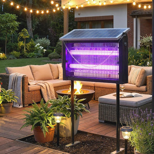 English Elm Outsunny Solar Bug Zapper Outdoor 3500V Dusk to Dawn Auto Mosquito Killer UV W2225P596940