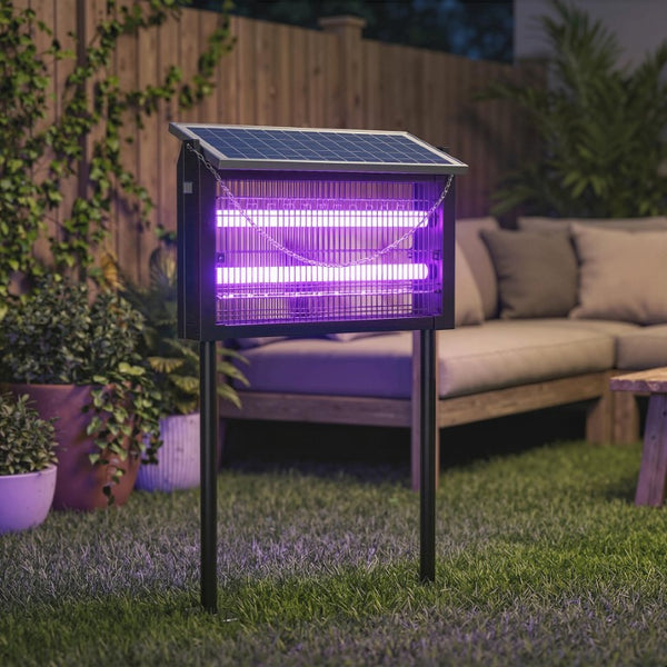 English Elm Outsunny Solar Bug Zapper Outdoor 3500V Dusk to Dawn Auto Mosquito Killer UV W2225P596940