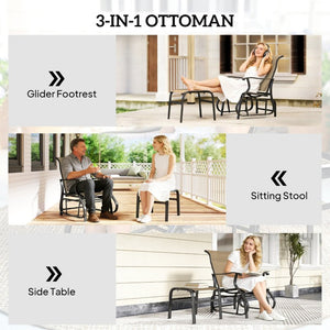 English Elm Outsunny Mesh Glider Chair and Ottoman Set Ergonomic Patio Lounge with Steel Frame Tan W2225P596959