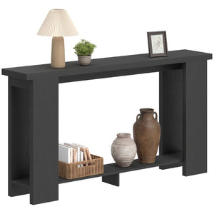 English Elm Homcom Farmhouse Console Table with Open Shelf Rustic Distressed Finish Narrow Entryway Distressed Black W2225P596962