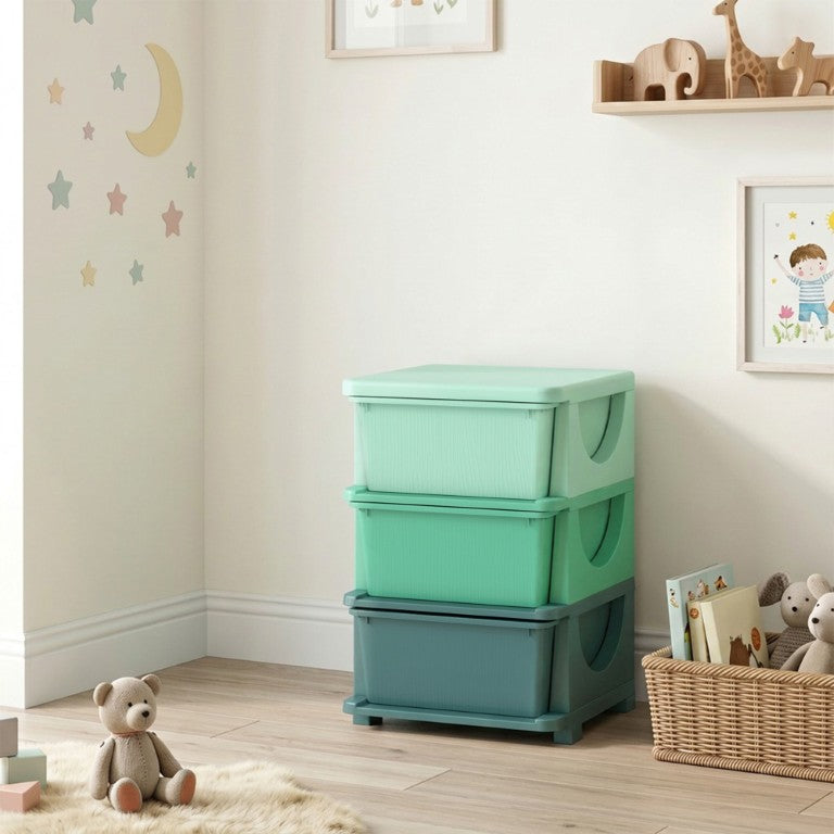 English Elm Qaba Stackable 3 Drawer Kids Toy Organizer Chest for Playroom Nursery Bedroom W2225P596964