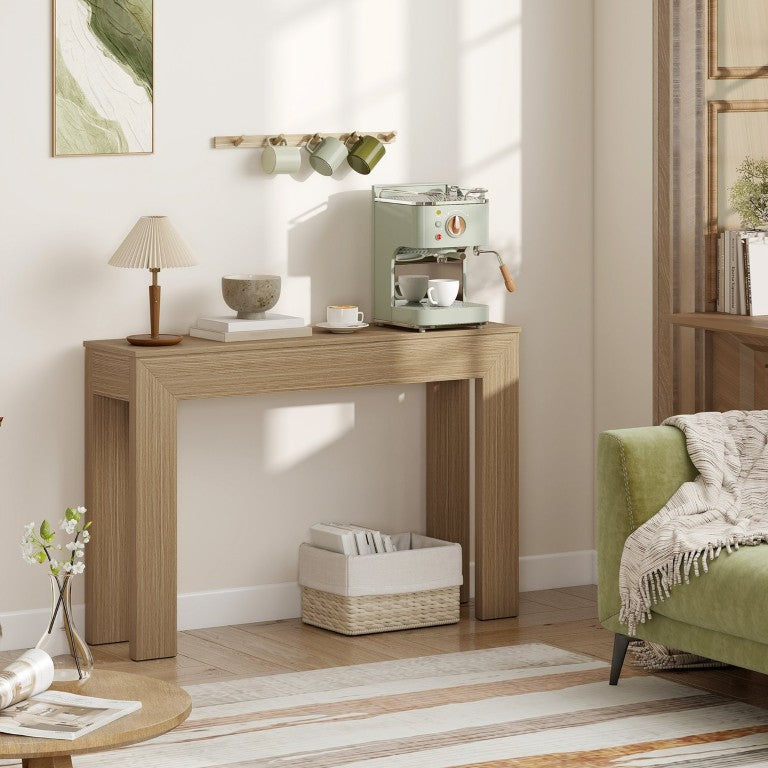 English Elm Homcom Slim 47 Inch Console Table with Faux Wood Top for Entryway or Hallway Natural Wood Wash W2225P596972