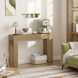 English Elm Homcom Slim 47 Inch Console Table with Faux Wood Top for Entryway or Hallway Natural Wood Wash W2225P596972