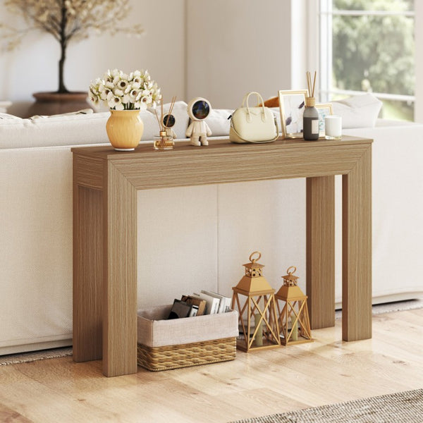 English Elm Homcom Slim 47 Inch Console Table with Faux Wood Top for Entryway or Hallway Natural Wood Wash W2225P596972