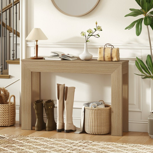 English Elm Homcom Slim 47 Inch Console Table with Faux Wood Top for Entryway or Hallway Natural Wood Wash W2225P596972