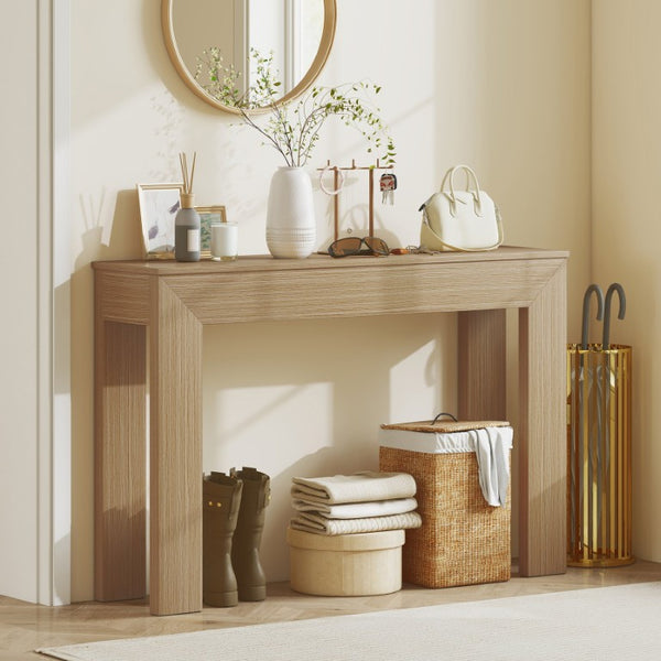 English Elm Homcom Slim 47 Inch Console Table with Faux Wood Top for Entryway or Hallway Natural Wood Wash W2225P596972