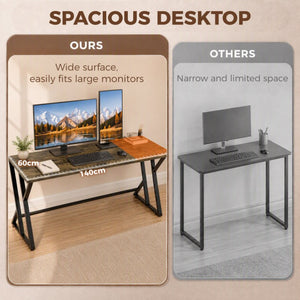 English Elm Homcom 55 Inch Industrial Writing Desk with Z Frame Steel Base for Home Office Deep Rustic Brown W2225P596979
