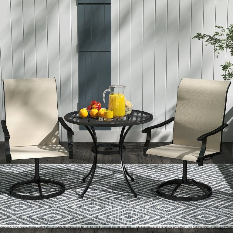 English Elm Outsunny Outdoor High Back Swivel Dining Chairs Set of 2 Ergonomic Mesh Patio W2225P596992
