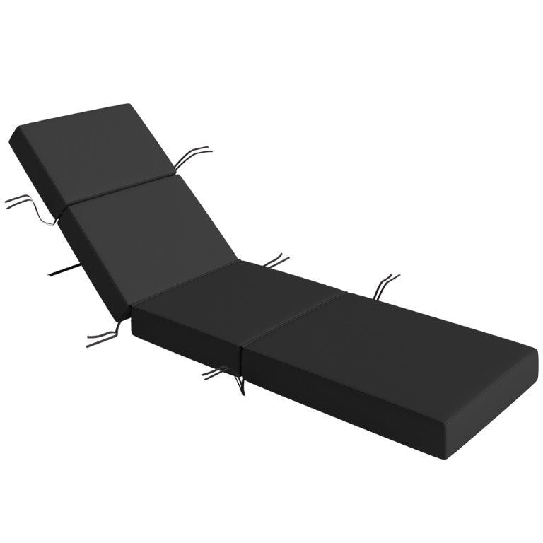 English Elm Outsunny 4 Inch Thick Patio Chaise Lounge Cushion with Non-Slip Ties Water Resistant Gray W2225P596998