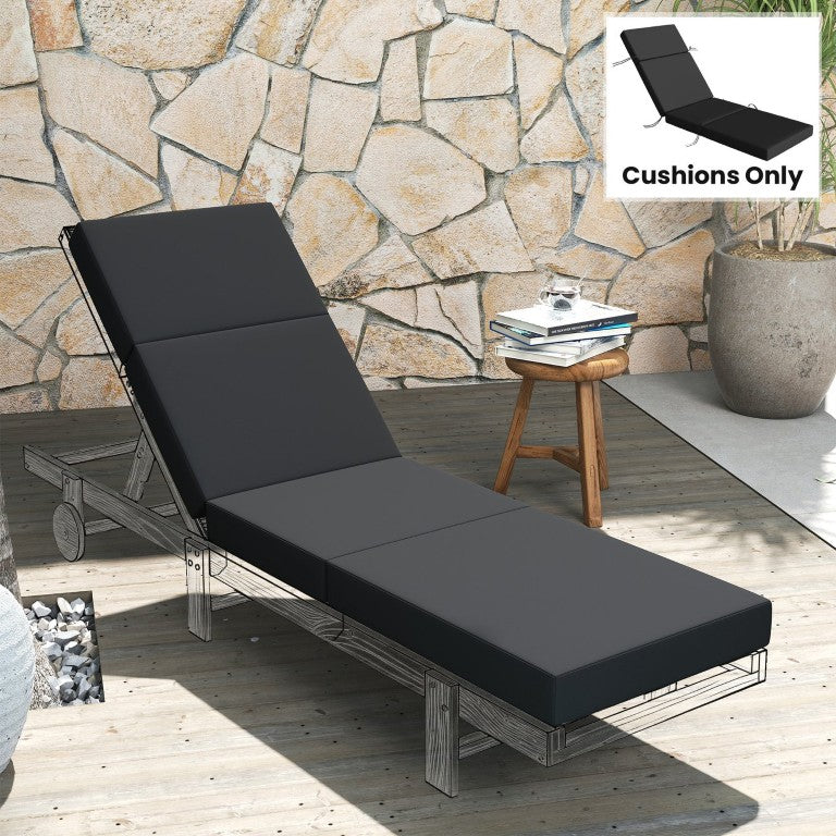 English Elm Outsunny 4 Inch Thick Patio Chaise Lounge Cushion with Non-Slip Ties Water Resistant Gray W2225P596998