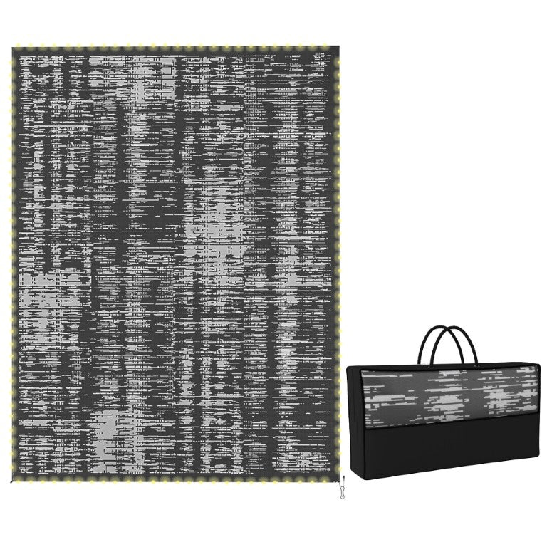 English Elm Outsunny Reversible Outdoor Rug with 136 LED USB Lights Bohemian Patio Camping Mat Dark Gray W2225P597002