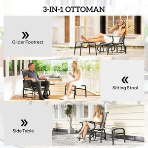 English Elm Outsunny Mesh Glider Chair and Ottoman Set Ergonomic Patio Lounge with Steel Frame Gray W2225P597007