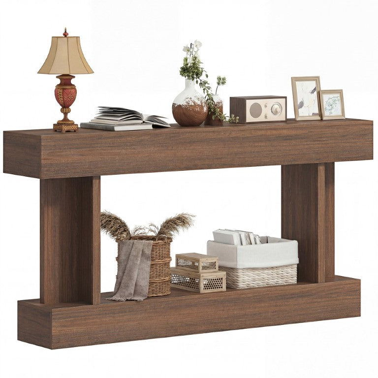 English Elm Homcom 63 Inch Vintage Console Table with Open Shelf Narrow Sofa or Entryway Use W2225P597031