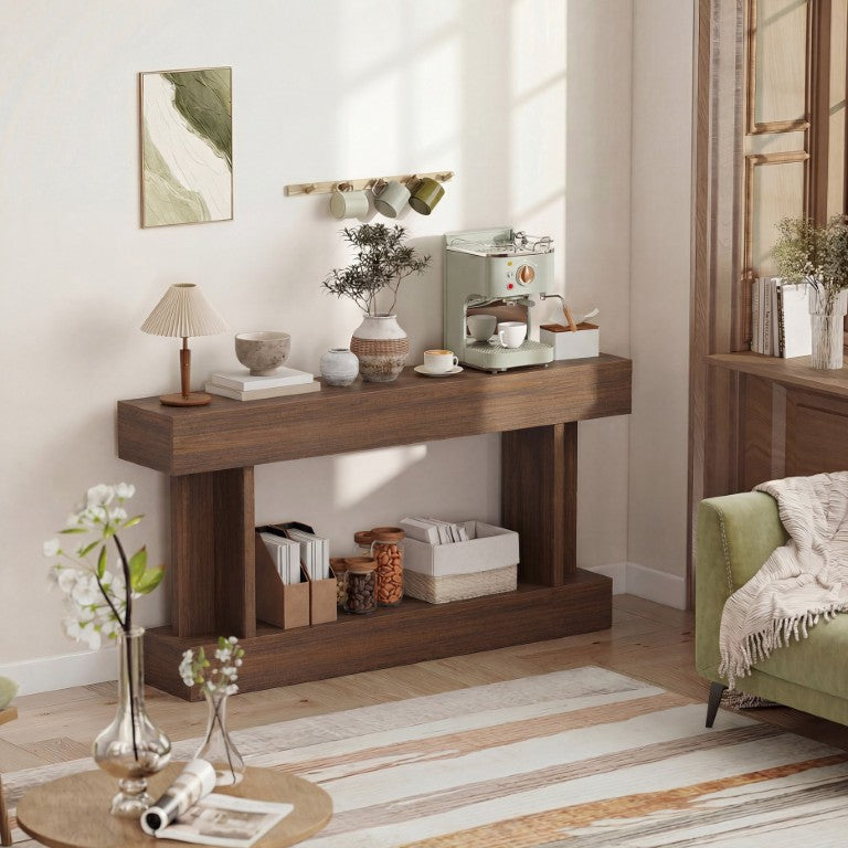English Elm Homcom 63 Inch Vintage Console Table with Open Shelf Narrow Sofa or Entryway Use W2225P597031