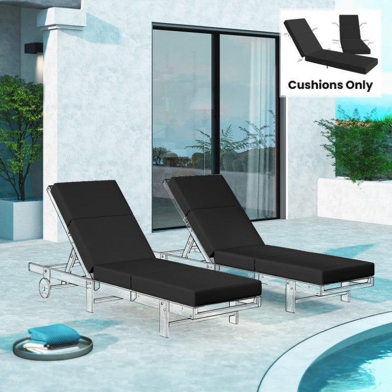 English Elm Outsunny 2 Pack 4 Inch Thick Chaise Lounge Cushions UPF 50 Fade Resistant Patio Gray W2225P597054