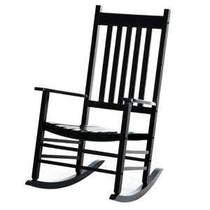 English Elm Outsunny Acacia Wood Patio Rocker High Back Slatted Chair for Porch or Balcony W2225P597064