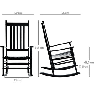 English Elm Outsunny Acacia Wood Patio Rocker High Back Slatted Chair for Porch or Balcony W2225P597064