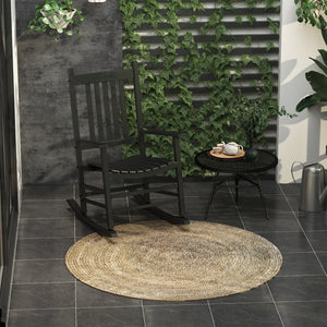 English Elm Outsunny Acacia Wood Patio Rocker High Back Slatted Chair for Porch or Balcony W2225P597064