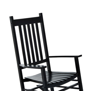 English Elm Outsunny Acacia Wood Patio Rocker High Back Slatted Chair for Porch or Balcony W2225P597064