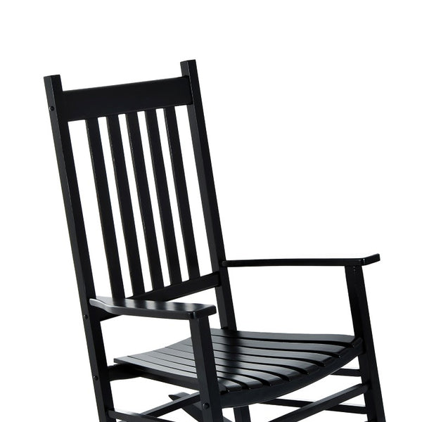English Elm Outsunny Acacia Wood Patio Rocker High Back Slatted Chair for Porch or Balcony W2225P597064