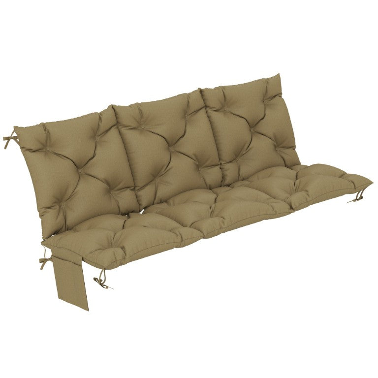 English Elm Outsunny Tufted 3 Seat Patio Bench Cushion with Side Pockets UV Resistant Beige W2225P597079