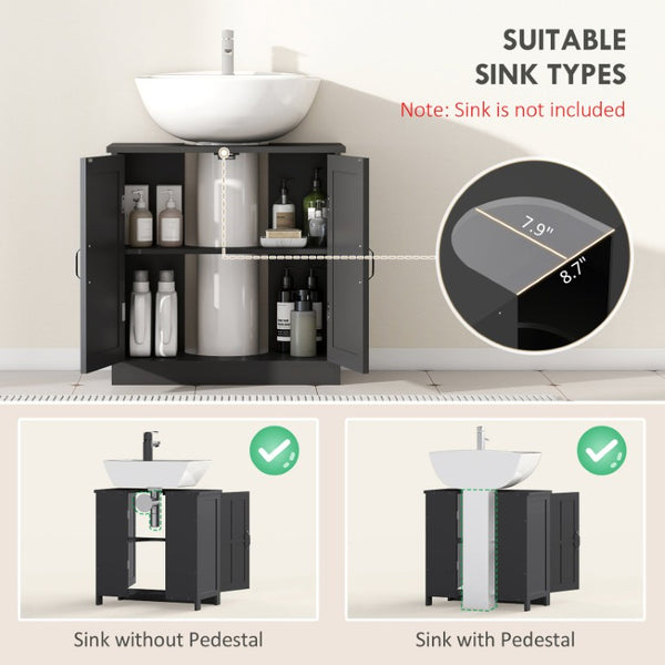 English Elm Kleankin Under Sink Pedestal Cabinet with U-Cut Doors and Adjustable Shelf for Bathroom W2225P597090