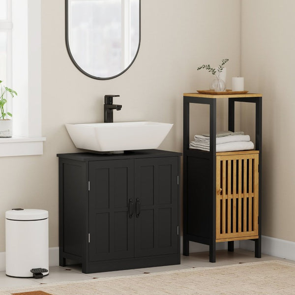 English Elm Kleankin Under Sink Pedestal Cabinet with U-Cut Doors and Adjustable Shelf for Bathroom W2225P597090
